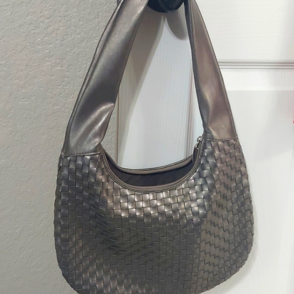Vintage Y2k Chrome Baguette Shoulder Bag ✨️ Chateau Vegan Leather Purse RARE VTG